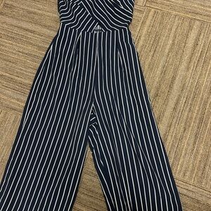 Charlotte Russe Navy and White Striped Jumpsuit